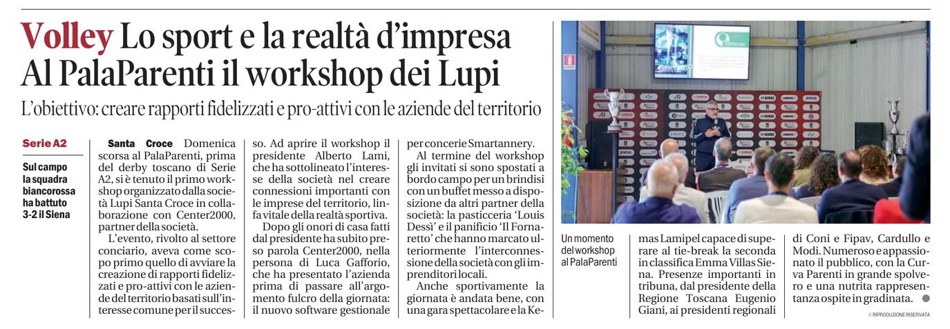 Tirreno: Lo sport e la realtà di impresa al PalaParenti il workshop dei Lupi